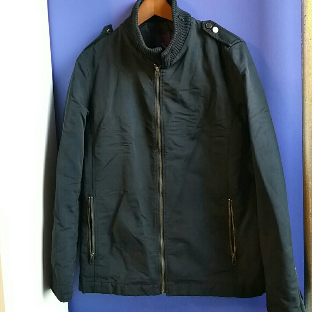 Zara Black Bomber zipper jacket size M